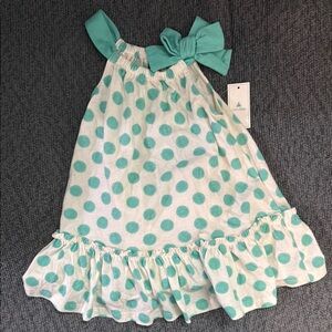 Baby Gap Aqua Polka Dot Dress with Bow